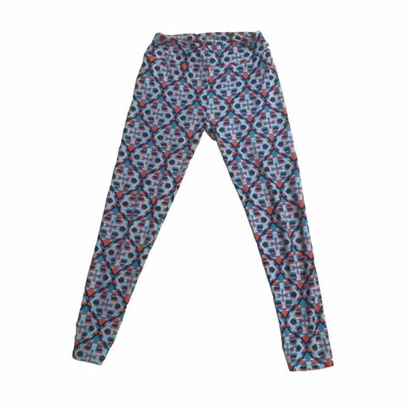 Lularoe Blue Geometric Print Leggings Size OS - Picture 1 of 9